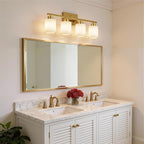 PARTPHONER 4-Light Brushed Gold Bathroom Light Fixtures, Modern Vanity Light - Image 8