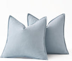 MIULEE Decorative Linen Euro Sham Pillow Covers 22x22 Inch Light Blue Boho - Image 6