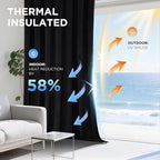 Joydeco Black 100% Blackout Curtains 120 Inch 2 Panels, Luxury Thermal - Image 4