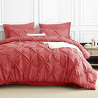 CozyLux Full Size Comforter Sets Coral, 7 Pieces Pintuck Bed in A Bag Coral - Image 9