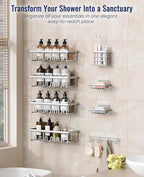 8 Pack Adhesive Rustproof Shower Shelves - Image 3