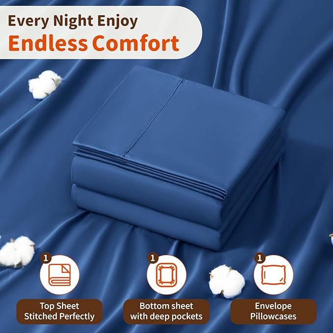 LBRO2M 1000 Thread Count 100% Egyptian Cotton Sheets Set Twin XL, 3 Piece Sets - Image 5