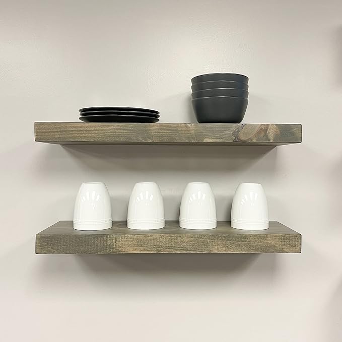 URBANDI, Rustic Floating Shelves, Hidden Bracket, Solid Wood, Heavy Duty by Hand-madeInUSA