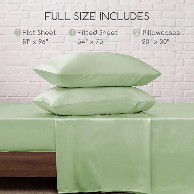MR&HM Satin Bed Sheets with Elastic Corner Straps, Full Size Sheets Set - Image 7
