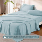ROSE&RISY Light Blue King Sheet Set, 4 Pieces Soft Bedding King Sheet Set - Image 5