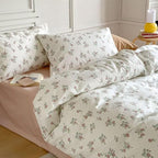 MKXI Garden Floral Duvet Cover Peach Blossom Aesthetic Bedding White Print - Image 2