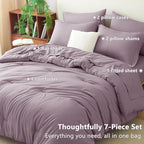 CozyLux Full Size Comforter Sets Dusty Purple, 7 Pieces Bed in a Bag Full - Image 6