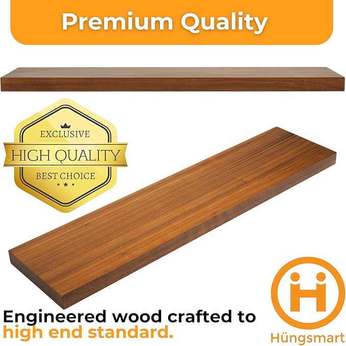HÜNGSMART 48 Inch Wooden Floating Shelf – Supports 300lbs – Carpenter Designed - Image 4