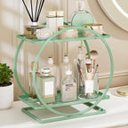 Green Perfume Organizer for Dresser, 2-Tier Bathroom Counter Organizers - Image 6