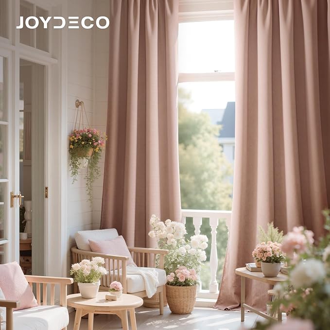 Joydeco Candy Pink Velvet Curtains 108 Inches 2 Panels, Luxury Thermal - Image 4