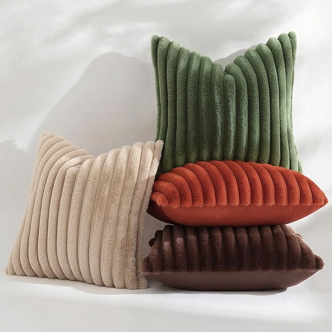 decorUhome Cozy Faux Fur Throw Pillow Covers 22x22 Set of 2 Decorative Soft - Image 5