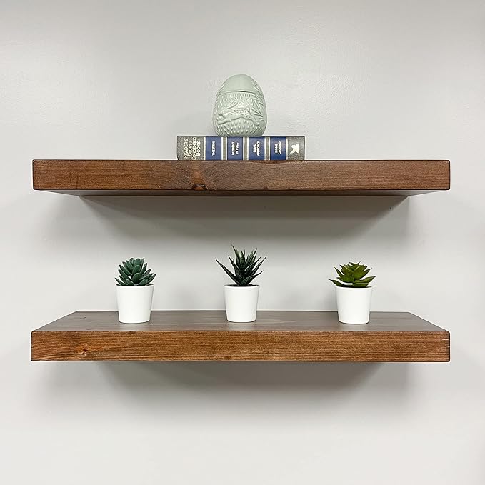 URBANDI, Rustic Floating Shelves, Hidden Bracket, Solid Wood, Heavy Duty - Image 5