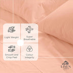 Linen Home 100% Cotton Percale Weave Fitted Sheet, Twin Size, Tropical Peach - Image 2