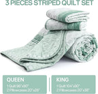 Quilt Set Queen Size, 3 Piece Soft Lightweight Microfiber Quilt Bedding Set - Image 7