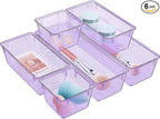 WOWBOX 6 Pack Clear Drawer Organizer Set, Acrylic Drawer Storage Trays by WOWBOX