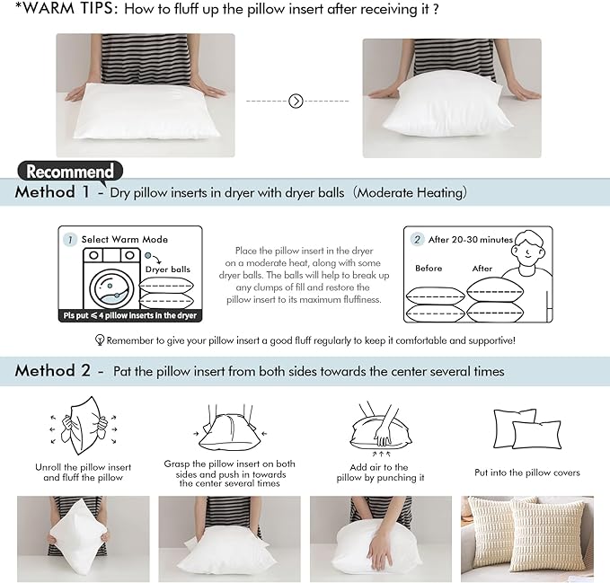 MIULEE 12x20 Inches Pillow Inserts Pack of 2, Decorative Throw Pillow Inserts - Image 2