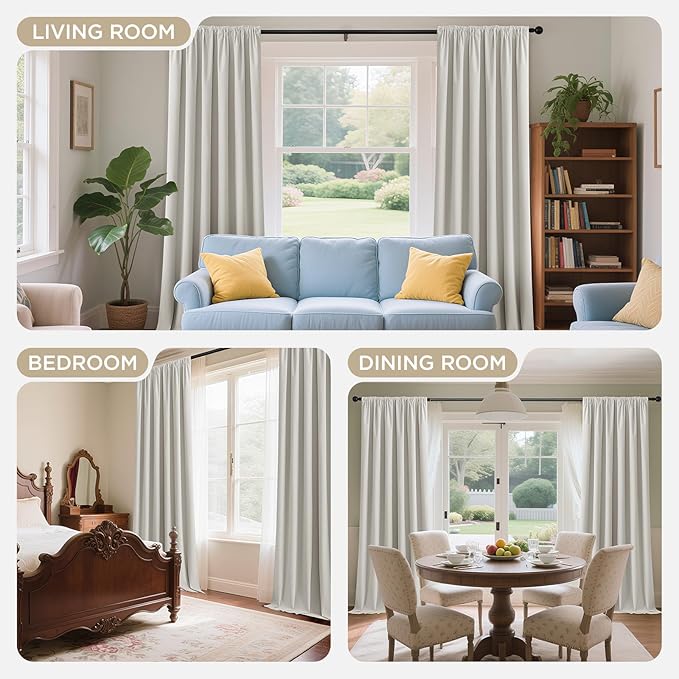 Joydeco White 100% Blackout Curtains 84 Inch 2 Panels, Luxury Thermal White - Image 8
