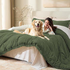Andency Olive Green Comforter Set Full Size, 3 Pieces Boho Tassel Lightweight - Image 3