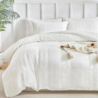 WARMDERN White Striped Weave Duvet Cover King, Boho Striped Pattern Printed by WARMDERN