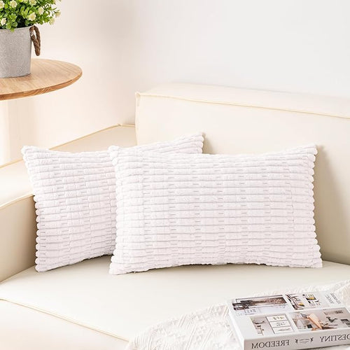 Aegero Pack of 2 Corduroy Decorative Throw Pillow Covers 12x20 Inch Soft by Unknown