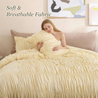 weigelia Cinched Comforter Set Queen – Soft Ruched Bedding Set, Apartment & - Image 3