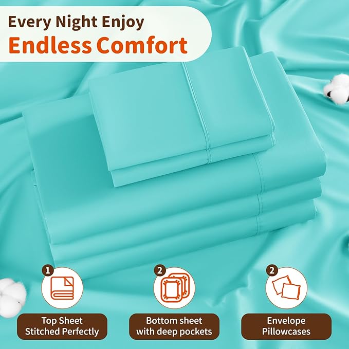 LBRO2M Split King Sheet Sets for Adjustable Bed 1000 Thread Count 100% Egyptian - Image 5