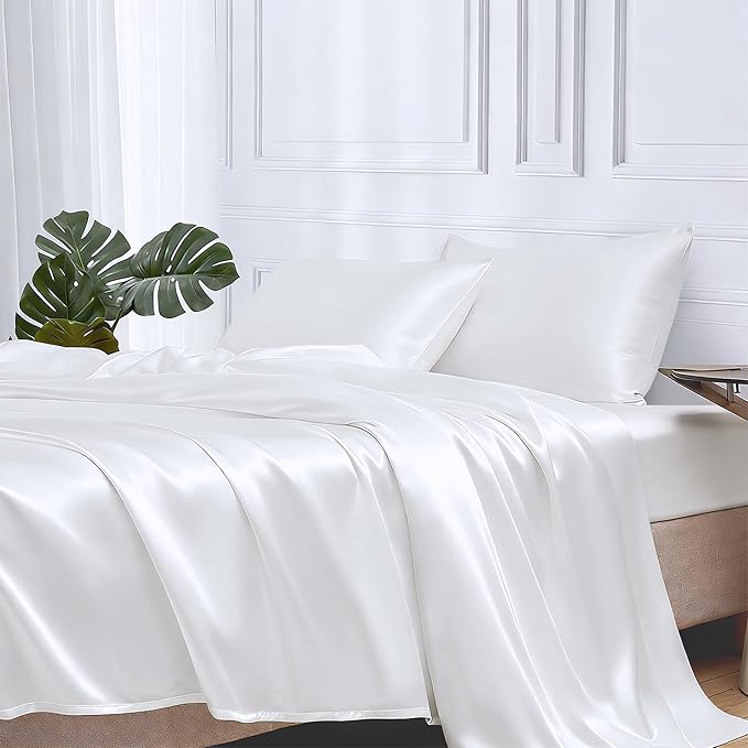 MR&HM Satin Bed Sheets, Twin Size Sheets Set by MRHM