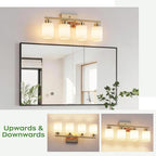 PARTPHONER 4-Light Brushed Gold Bathroom Light Fixtures, Modern Vanity Light - Image 4