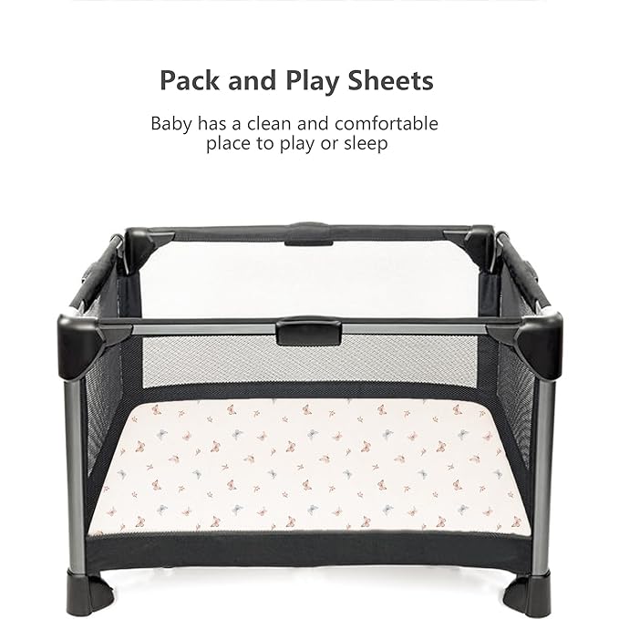 Konssy Muslin Mini Crib Sheets, 100% Soft Cotton Pack and Play Sheets - Image 5
