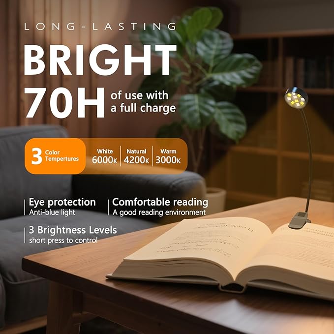 2 Pack 10 LED Rechargeable Book Light - Image 6