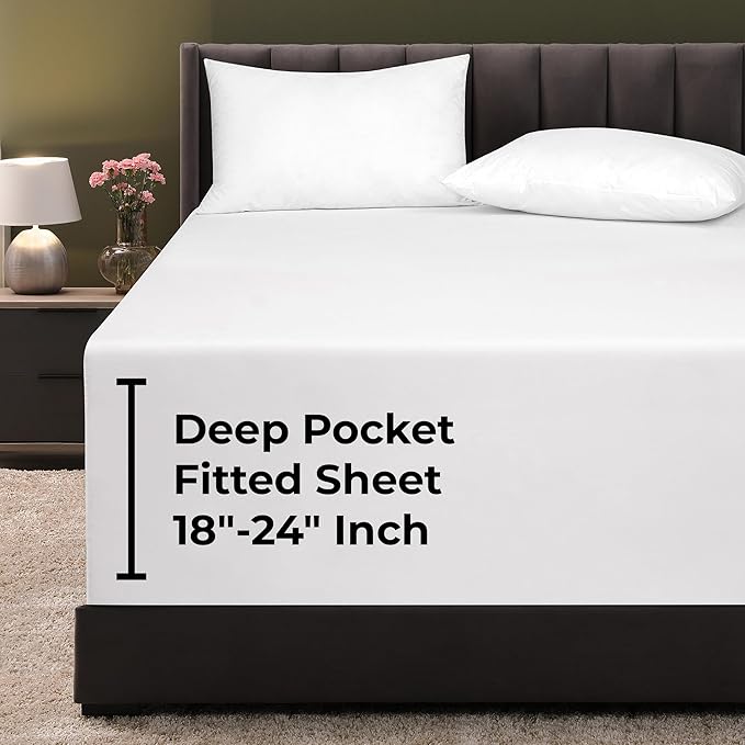 Royale Linens Extra Deep Pocket Full Fitted Sheet Only by ROYALELINENS