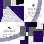 Tyrot 3 Piece Dark Purple Grey Quilt Set King Size Black White Geometric - Image 4