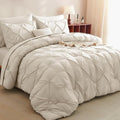 CozyLux Oversized King Comforter Sets Beige, 7 Pieces Oversized King Pintuck by CozyLux