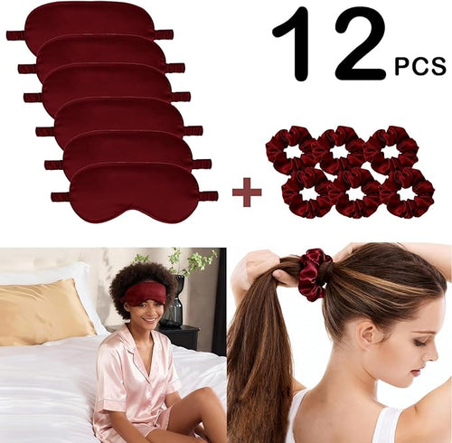 12Pcs Silk Sleep Masks Satin Eye Mask Silky Eyes Cover Blindfold Eyeshade Hair - Image 2