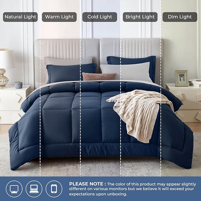 Sasttie Queen Comforter Set, 7 Pieces Bed in a Bag Queen, Complete Bedding Set - Image 8