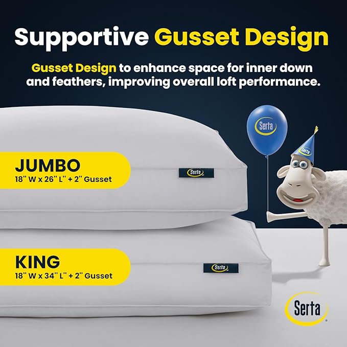 Serta Hotel Collection Pillows Queen Size Set of 2 White Goose Feather Down - Image 4