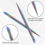 2Pcs Stainless Steel Cuticle Pusher Portable Nail Cleaner Remover Dead Skin - Image 4