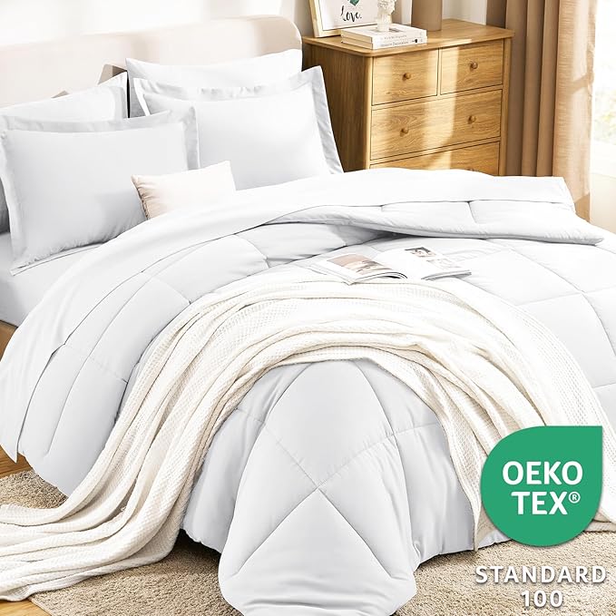 CozyLux Queen Comforter Set White - Image 3