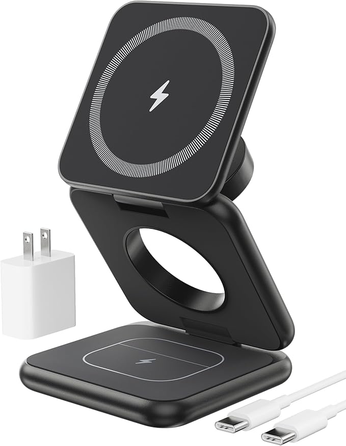 Foldable Magnetic Wireless Charger, KU XIU X40 Aluminum Alloy 3 in 1 Charging by KUXIU