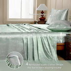 MR&HM Satin Bed Sheets with Elastic Corner Straps, Queen Size Sheets Set - Image 5