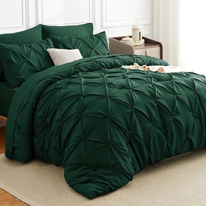 CozyLux Full Size Comforter Sets Emerald Green, 7 Pieces Bed in A Bag Green - Image 4