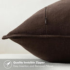 MIULEE Decorative Linen Pillow Covers 20x20 Inch Dark Brown Boho Farmhouse - Image 3