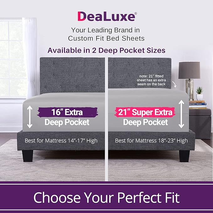 DeaLuxe California King Fitted Sheet Deep Pocket - Image 2