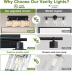 Vanity Light, 3-Light Modern Crystal Black Bathroom Light - Image 3