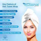 KEEPOZ Hair Towel Wrap Quick Dry 100% Cotton Super Absorbent Turban Head Wrap - Image 6