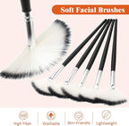 9 Pieces Facial Fan Mask Brushes, Soft Facial Applicator Brushes Tools - Image 5