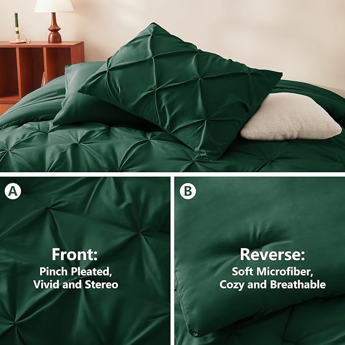 CozyLux Full Size Comforter Sets Emerald Green, 7 Pieces Bed in A Bag Green - Image 3