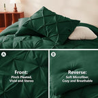 CozyLux King Size Comforter Set Emerald Green, 7 Pieces Pintuck Bed in A Bag - Image 3