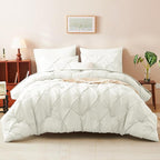 CozyLux King Size Comforter Set Ivory, 7 Pieces Pintuck Bed in A Bag Ivory - Image 7