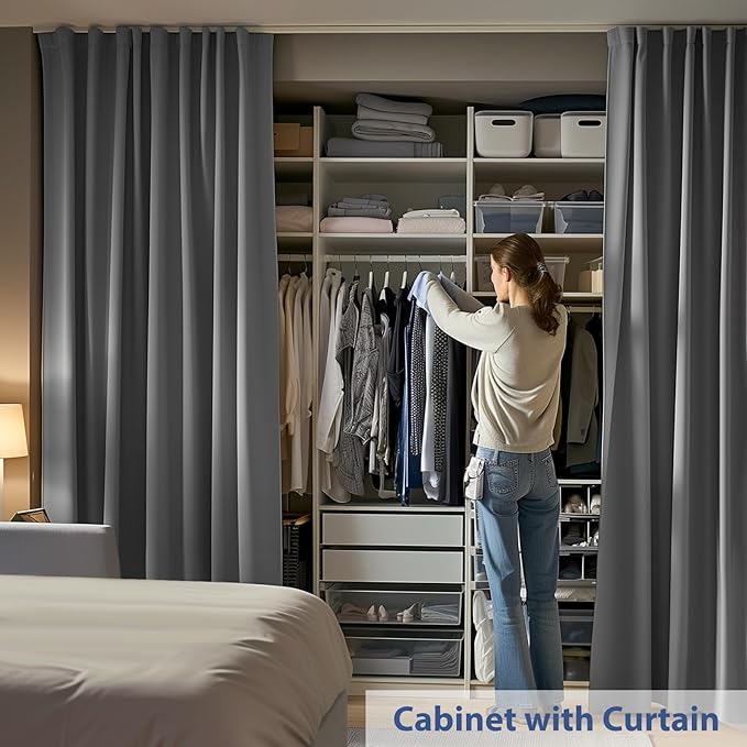 Room Divider Ceiling Mounted Curtains Track Sets Extra Wide Blackout Curtain - Image 3